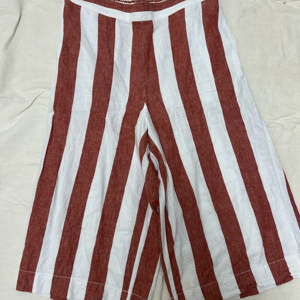 Madewell Cotton linen red and white striped pants. Size 2X